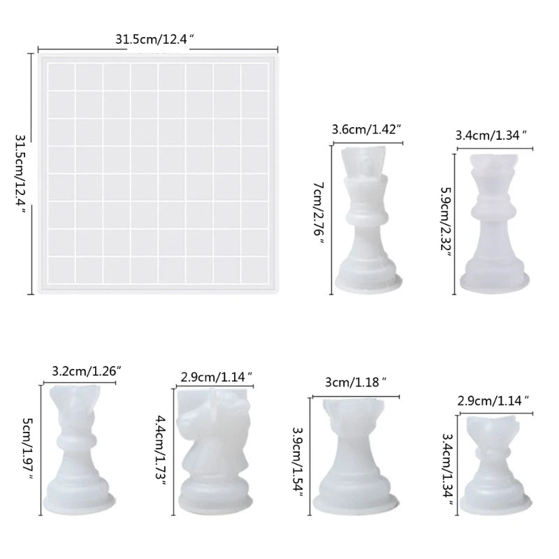 DIY 3D International Chess Piece Silicone Molds Chess Shaped Chocolates Candy Epoxy Resin Casting Mould Family Party Board Game