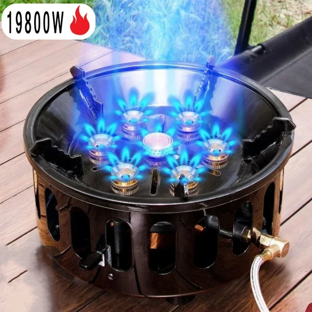 19800/20000W 7-Core Camping Stove High-Power Gase Burner Windproof Stove Electronic ignition Outdoor Stoves Hiking Camping 2023