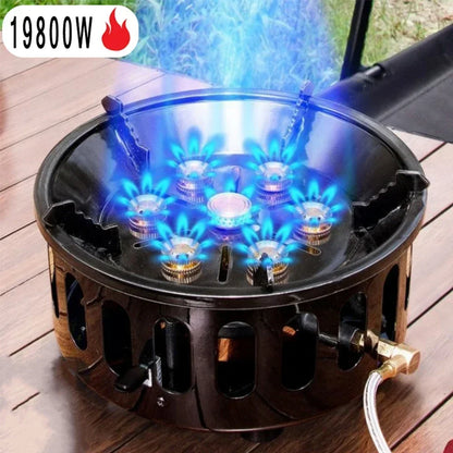 19800/20000W 7-Core Camping Stove High-Power Gase Burner Windproof Stove Electronic ignition Outdoor Stoves Hiking Camping 2023