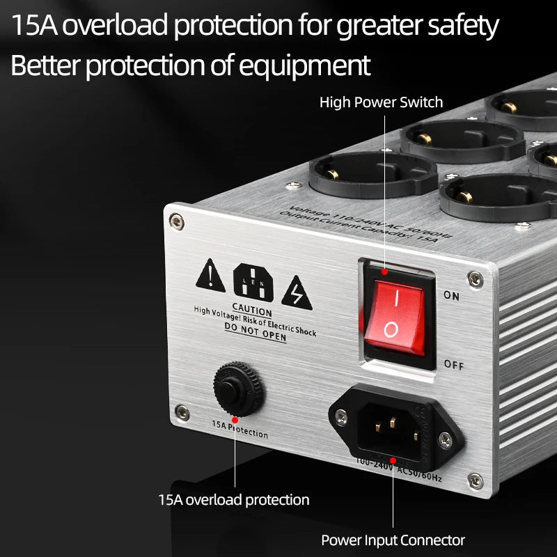 Hi-end EU Hifi Power Filter for Standard EU Socket Noise-free Audio Purifier Filter Power Conditioner with EU Outlets Strip