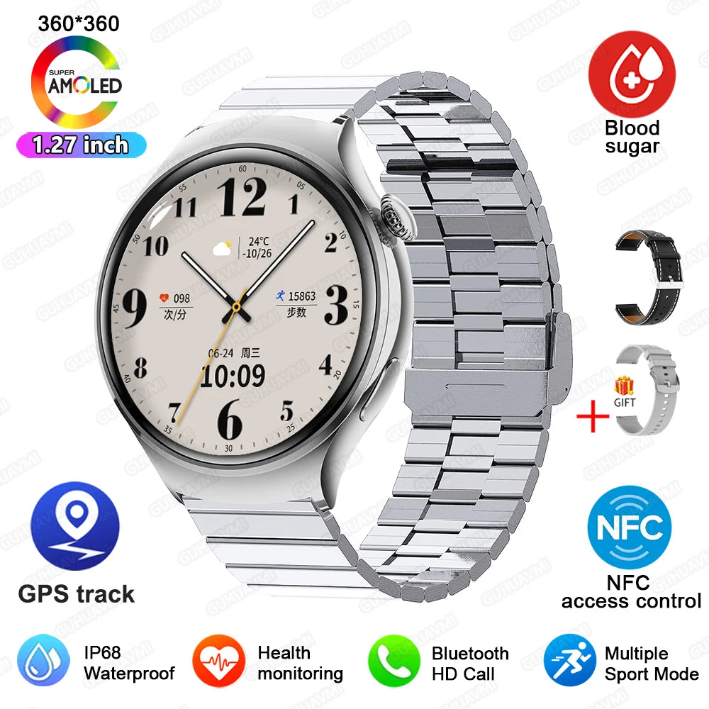 2024 New For Huawei Watch 4 Mini NFC Smart Watch Women AMOLED HD Screen IP68Waterproof Heart Rate Blood Sugar BT Call Smartwatch