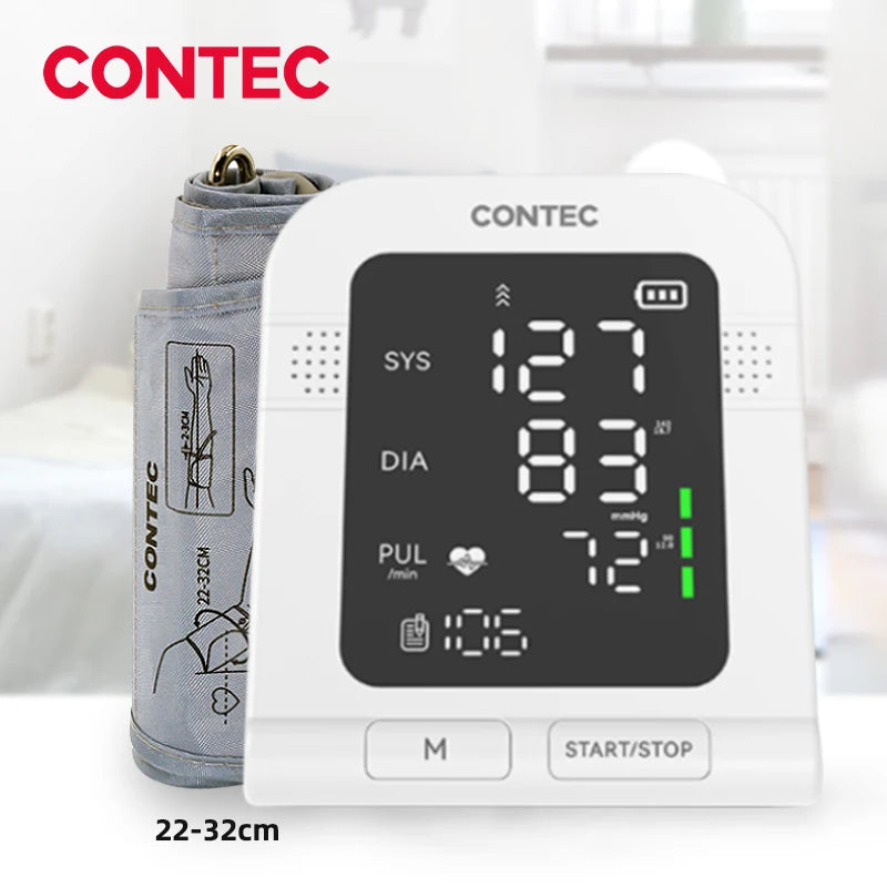 CONTEC Portable Automatic Digital Blood Pressure Monitor BP Monitor Monitoring Leval Sphygmomanometer Big LED Display 08C/08E