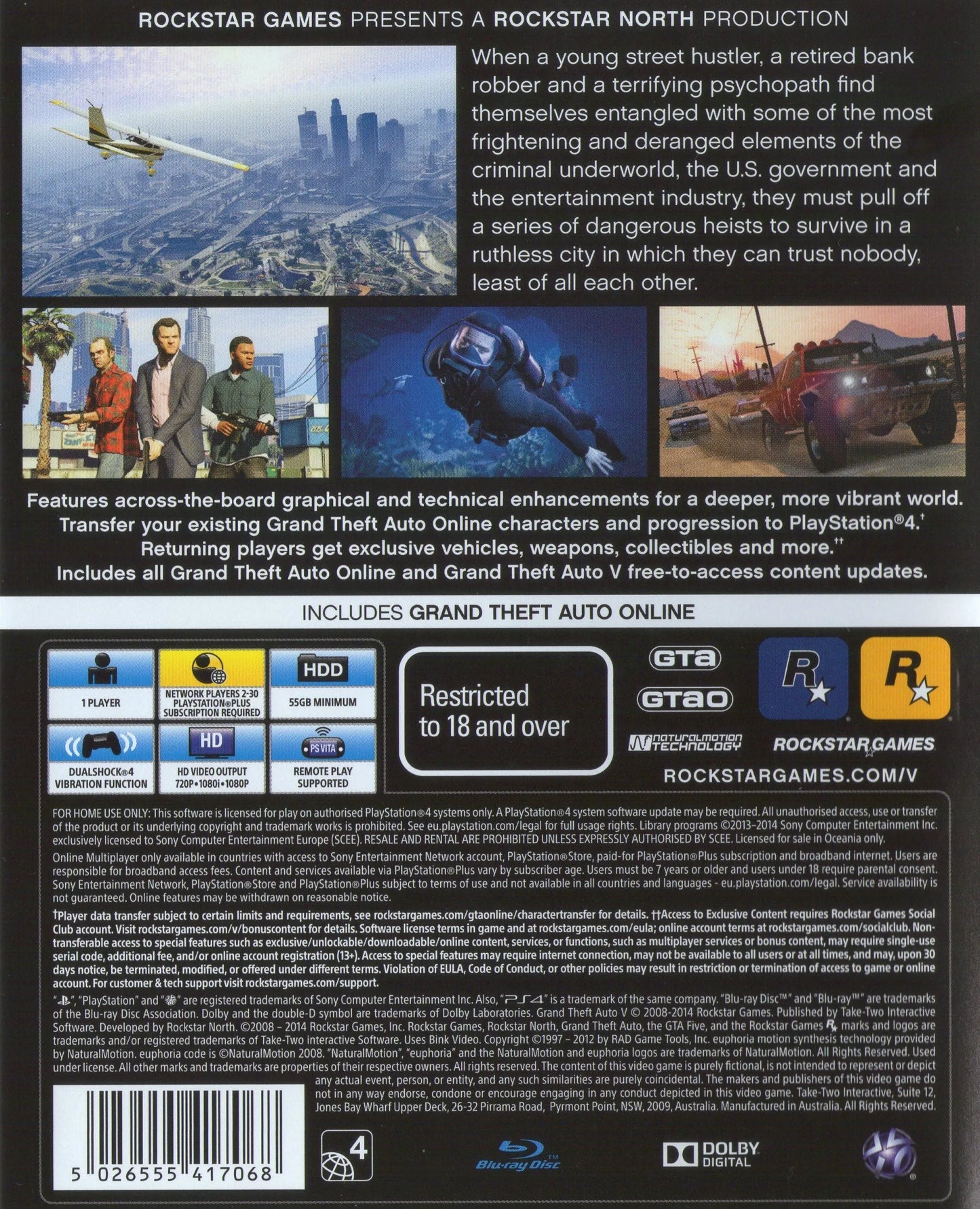 GTA 5 Premium Edition PS4 Game Closed Case Security Strip Fast Delivery